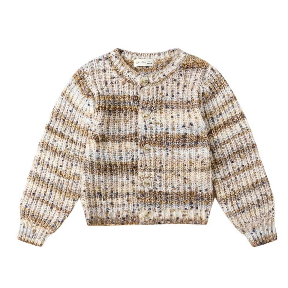NEW RYLEE + CRU kid's multi stripe cheyenne cardigan in natural